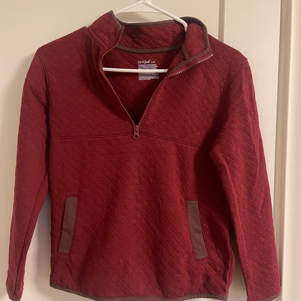 Cat & Jack Boy’s Quilted Mock Neck Pullover Sweatshirt Front Pocket